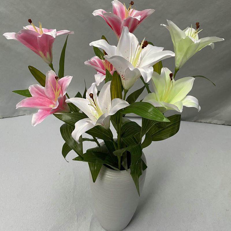 Cloth Realistic 3d Artificial Lilies Fake Flowers For Wedding Decor Home Props