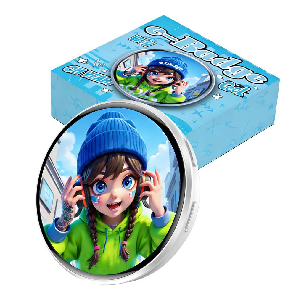 

Digital Badge Pin Wearable Dynamic Display Brooch 1.5 Inch Screen Electronic Pins for Clothes for Anime Fan Women Men Clothing белый