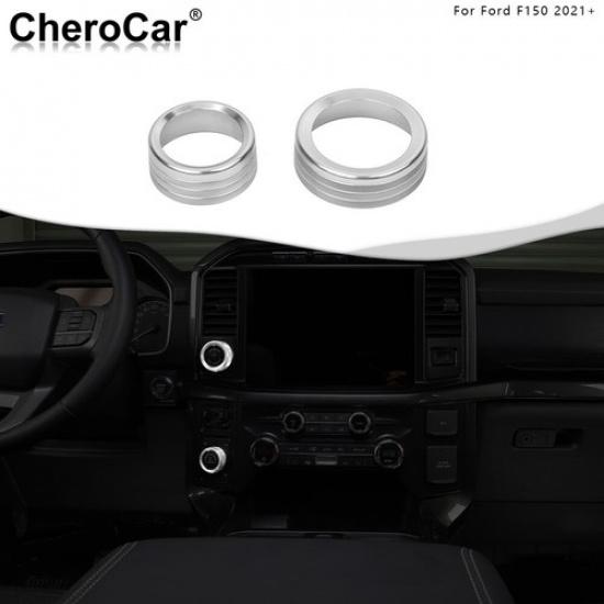 for + Ford F150 4WD Switch Knob Trailer Button Knob Cover Trim Ring Silver