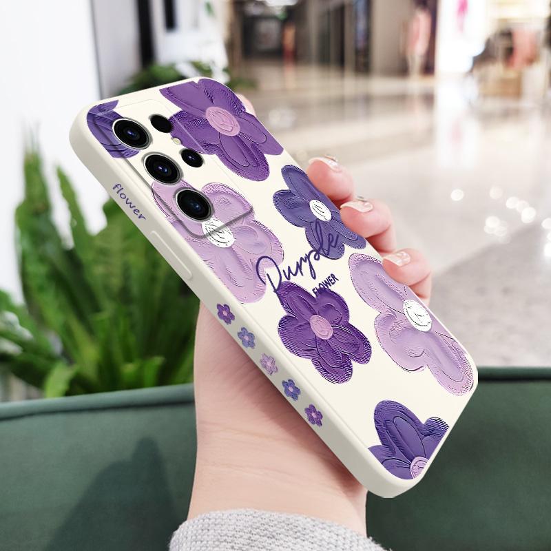 

Purple Flower Phone Case For Samsung Galaxy S26 Plus Ultra Silicone Cover Galaxy S26 Plus білий