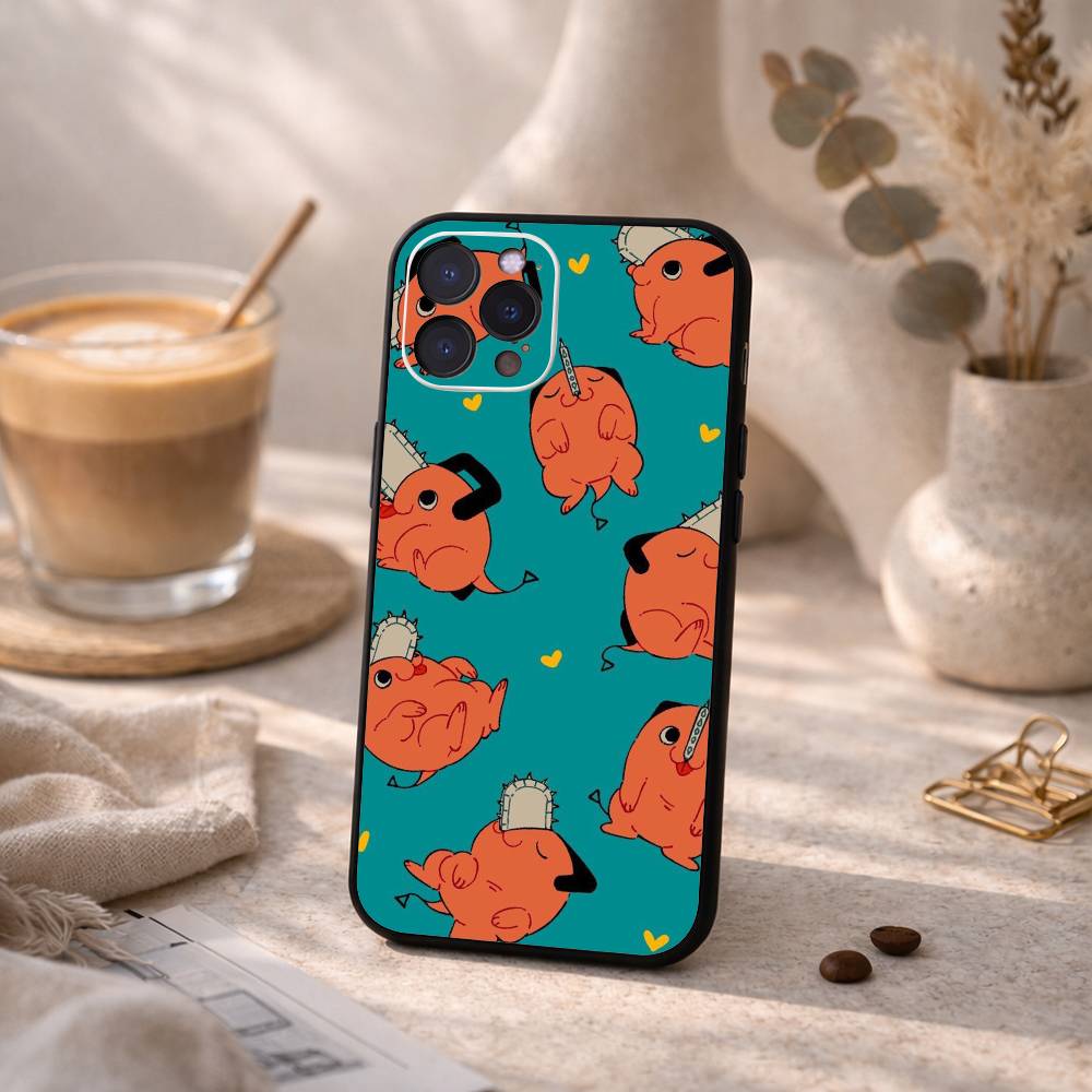 C-Chainsaw M-Man Pochita Phone Case For iPhone17,16,15,14,13,12,Plus,Pro Max, 5G Others Soft Black Cover iPhone16