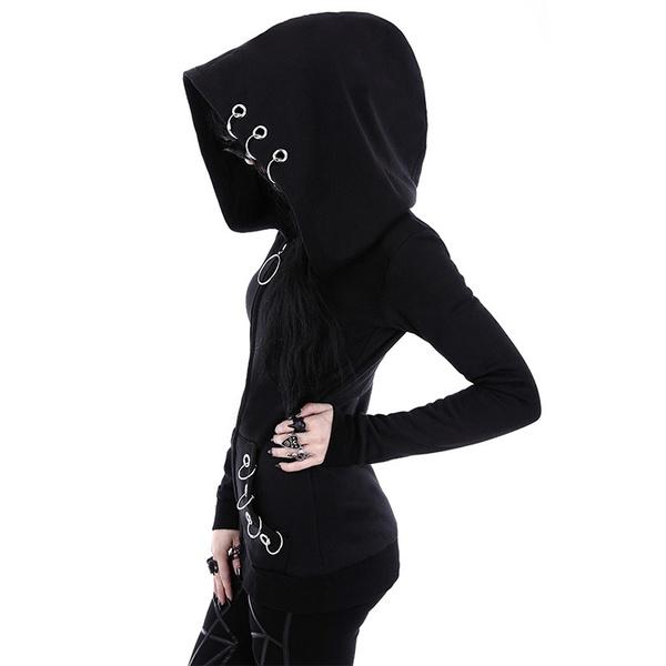 Gothic Punk Women Plus Size Hoody Punk Siderosphere Design Long Sleeve Hip Hop Zipper Coat Sweatshirts Fashion Hoodies Outfits Clothes