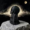 Retro Style Bone Texture Crafts 3D Printed Cthulhu Skull Statue Gothic Hollow Skeleton Decor Matte Black Desktop Storage for Paper Clips Horror