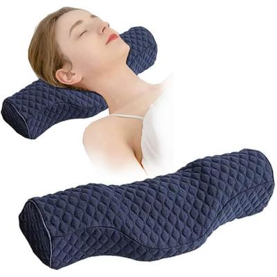 Almohada Cervical para el Cuello para Alivio del Dolor para Dormir, Almohada Rulo para el Cuello Espuma Viscoelástica, Almohada Cilíndrica de Viaje para Cama para Dormidores Laterales Dormidores Boca Arriba. (azul)