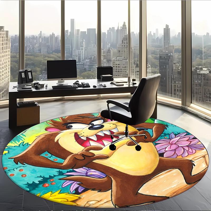 Taz (1) Round Office Rug Decorative Floor Rug for Office Bedroom Living Room and Home Space