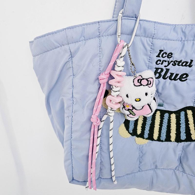 Cute Kt Cat Plush Keychain Creative Cartoon Stuffed Doll Woven Rope Keyring Bag Pendant Schoolbag Hanging Decoration Couple Gift