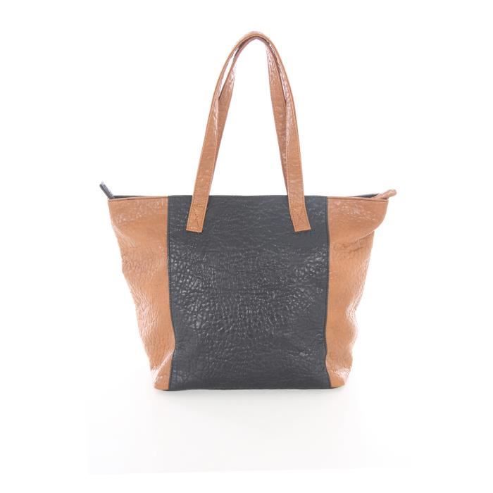 Cabas Femme - LE TEMPS DES CERISES - 2 Tons - Polyuréthane - Poche Zippée - Porté Épaule