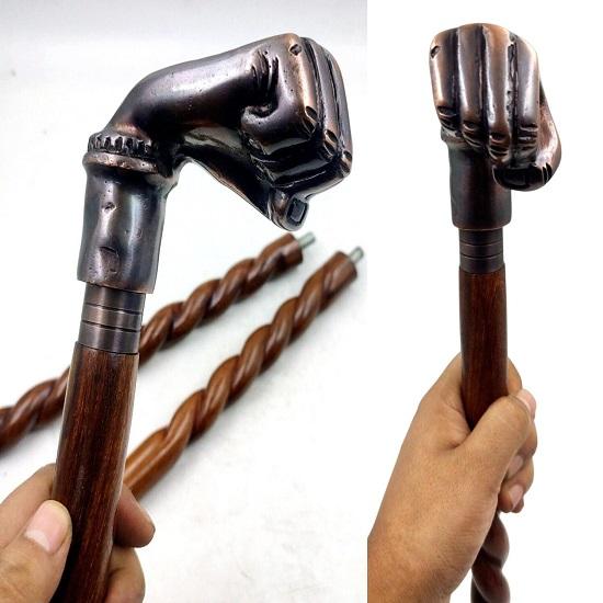 Wooden Walking Cane for Women and Men Punch Style Handle Walking Stick Collectible 3 Part Open Stick 37 Inches, 93.98 Cm
