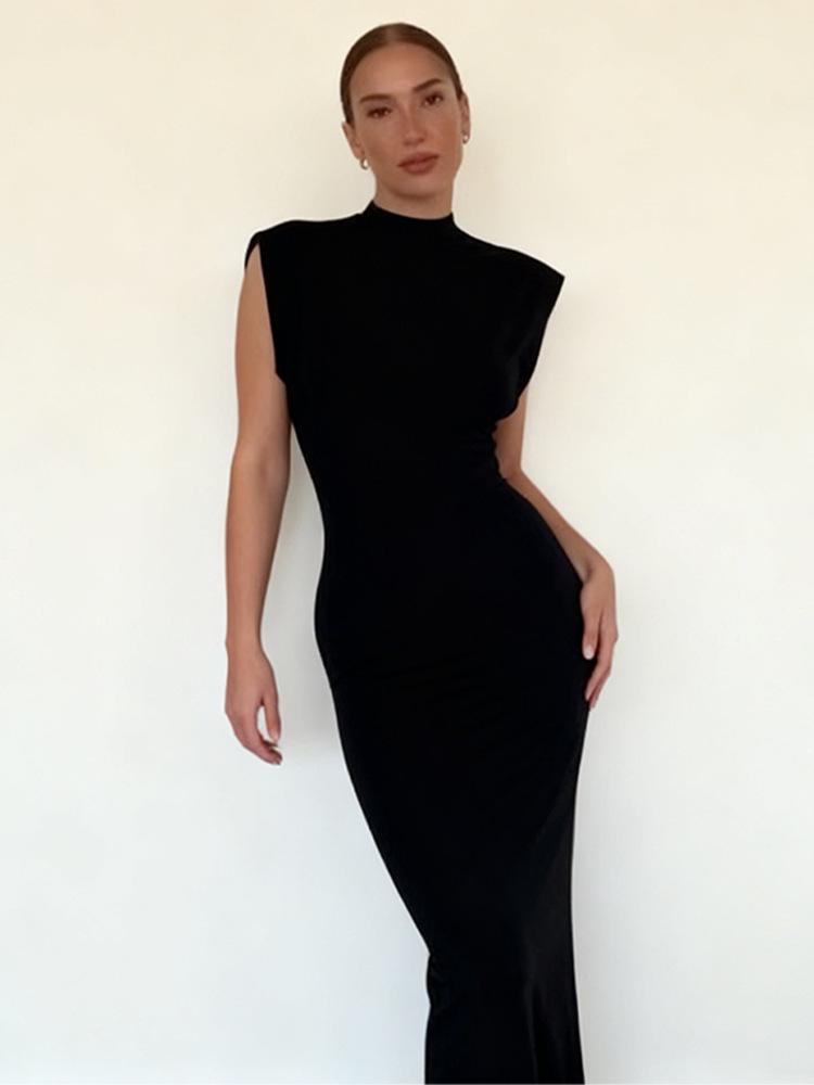 

Женская европейская и американская мода нового стиля: Без рукавов, приталенная, с мягкими плечами, юбка-карандаш 3XL чёрный