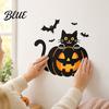 Weatherproof Halloween Decor for Balcony Pumpkin Wall Sticker Black Cat on with Flying Bats Decal Easy to Apply Seasonal Stickers Waterproof