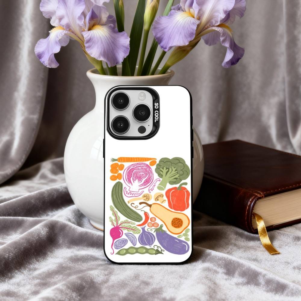 

INS CUTE Organic Vegetable Phone Case For iPhone17,16,15,14,13,12,11 Plus,Pro Max Black Candy silver phone case iPhone16se4