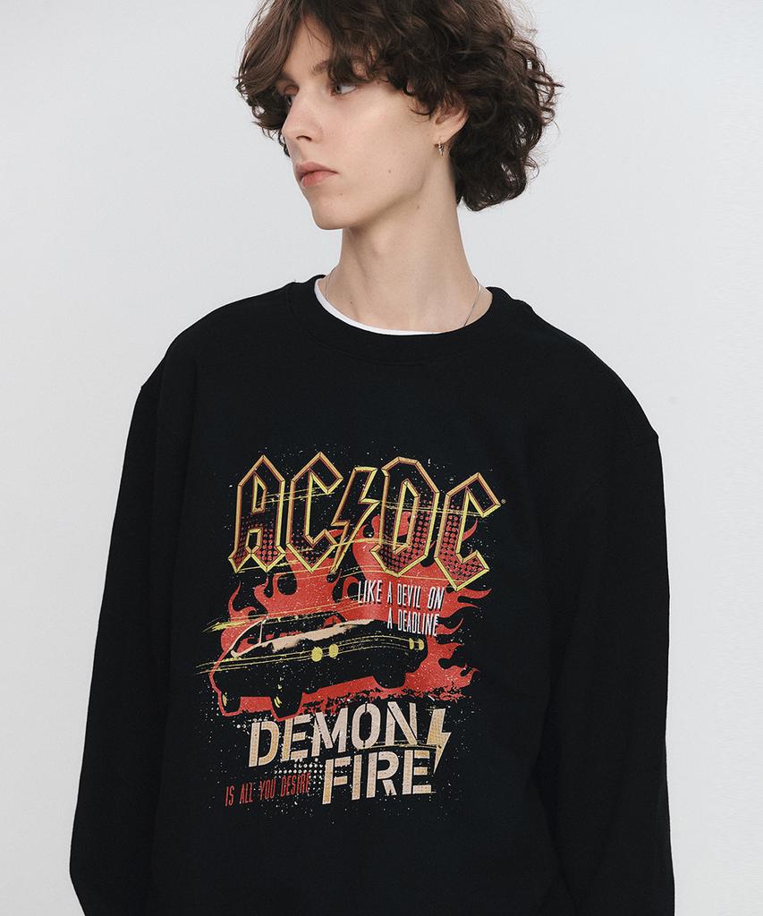 Beulabado Acdc Demon Fire Sweatshirt Bk (Brent2325)