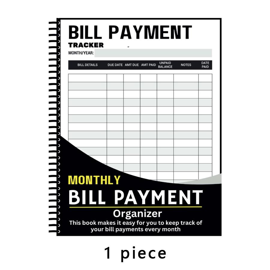 

План отслеживания ежемесячных платежей по счетам, английский язык, блокнот для финансовой организации взрослого с инвентаризацией, записи о платежах