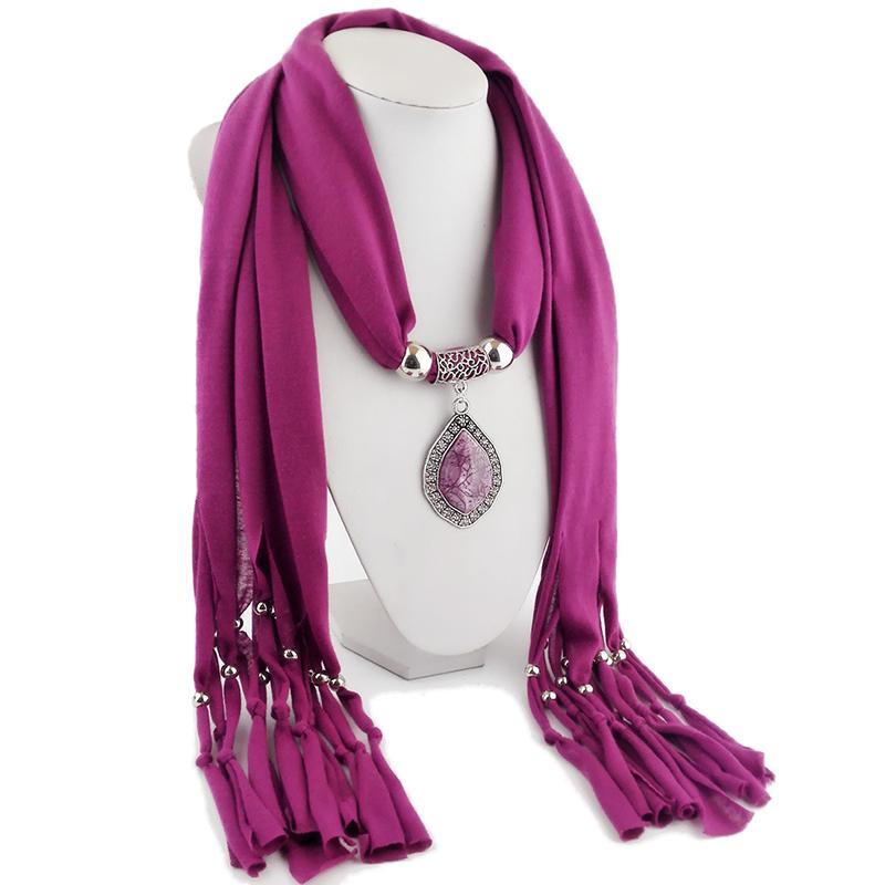 Jewelry Scarf Metal Diamond Jade Pendant Women Shawl Scarf