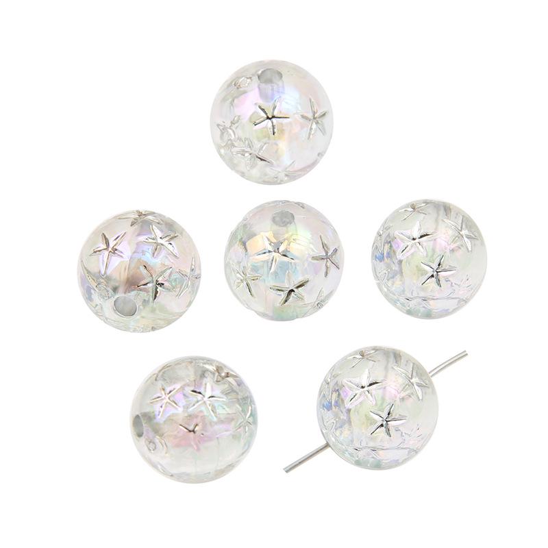 Retro Japanese Gold-Plated Silver Star Resin Beads for DIY Earrings