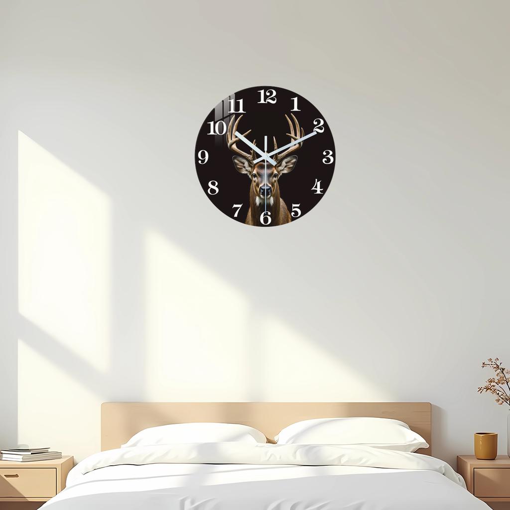 First-Class Wooden Superior-Grade Wall High-Standard Clock First-Class With Deer Premium-Quality Motif 10-24Inch Premium-Quality Silent