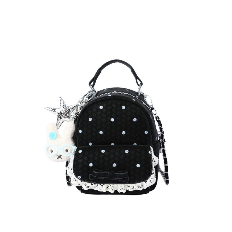 Schoolbag Korean niche polka dot chain backpack casual Korean ins personalized foreign style backpack tide mini portable schoolbag