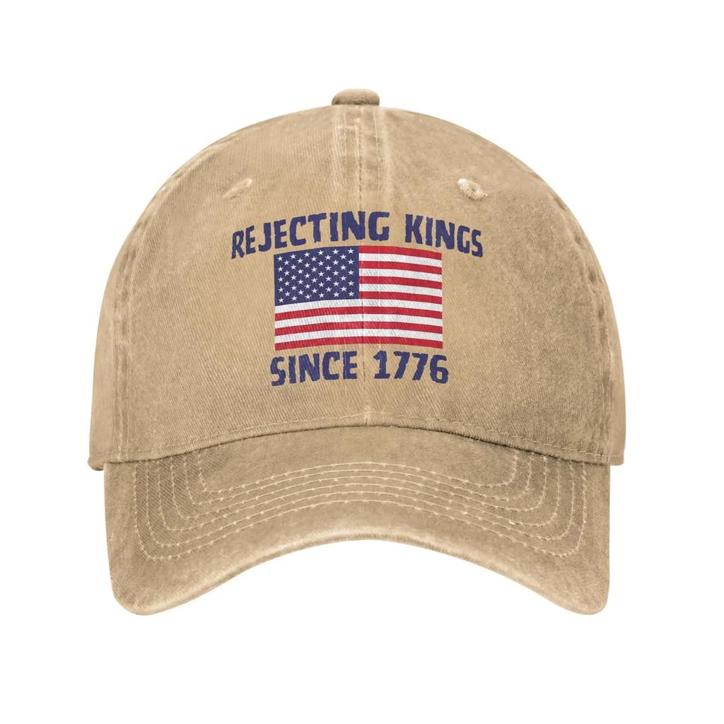 No Kings Baseball Cap Retro Distressed Denim  Snapback Cap Unisex Outdoor Summer Unstructured Soft Hats Cap