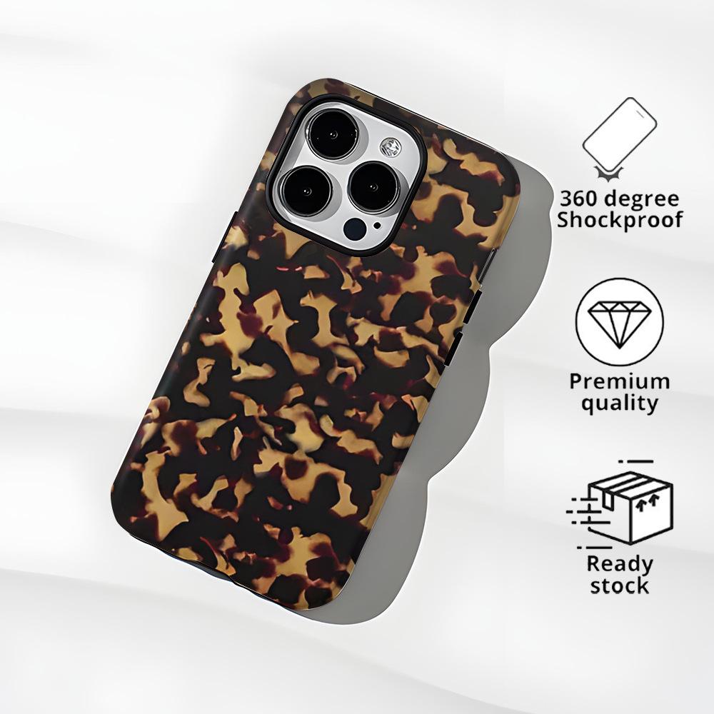 Foreign Trade Retro Brown Leopard Print Iphone16 Mobile Phone Case Apple 17promax Two-in-one Magnetic Film Case 15