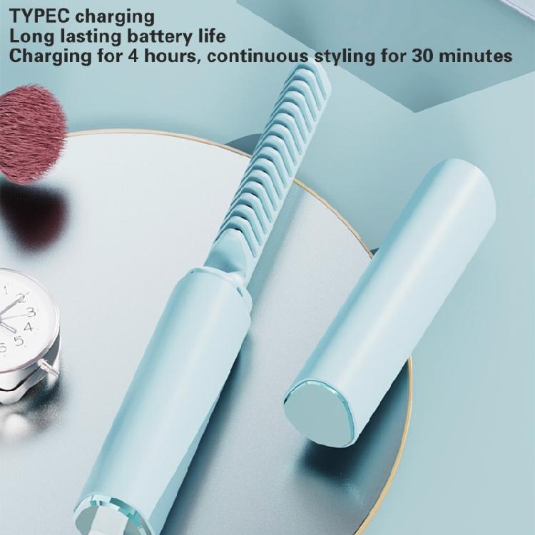 Lightweight Rechargeable Hair Straightener Brush Anti Scald Comb with Quick Heat Up Adjustable Temperature for Travel