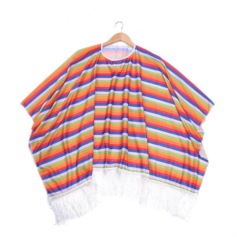 Colorful Striped Mexican Halloween Costume Cloak