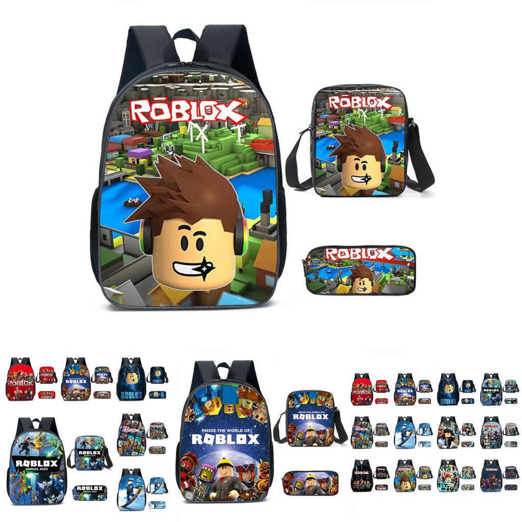 Spacious 20-35l Nylon Roblox Backpack Breathable Cartoon Bag For Students Travel