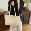Chic Retro Casual Tote Bag With Soft Corduroy Material For Everyday Use