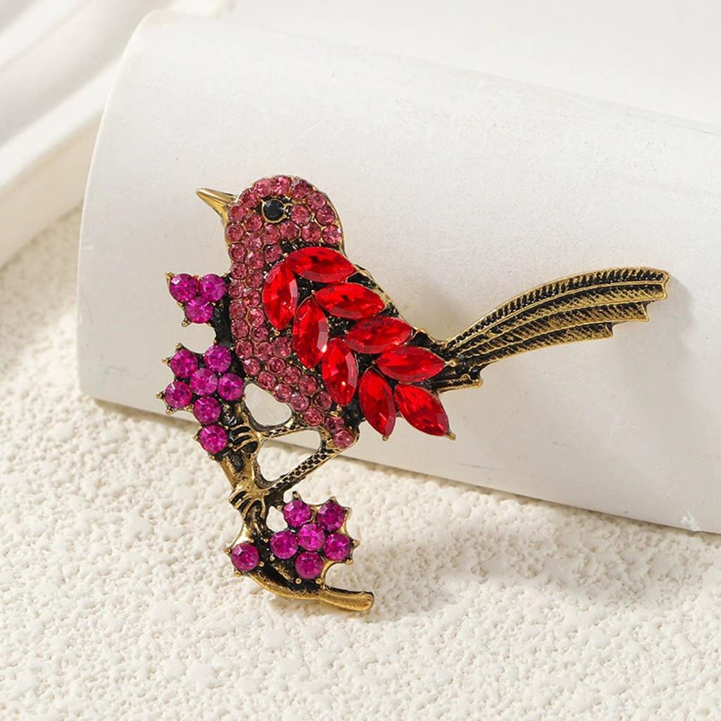 Yousheng Bird Shape Brooch Sparkling Faux Crystals Magpies Lapel Pin Retro Noble Bird Scarf Brooch Wedding Jewelry Gift