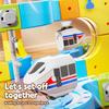 Kids Diy Assembly Magnetic Rail Car Toys Electric Magic Train Track Kids 3D Construction Block Cube Model Plaything With Traffic Signs