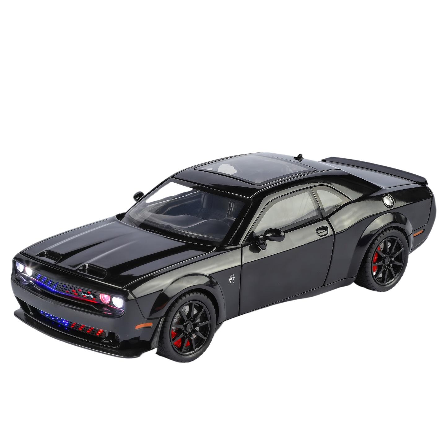 

1/24 Dodge Challenger SRT Hellcat Спортивний автомобіль зі сплаву Модель Металевий литий гоночний автомобіль М язистий транспортний засіб Модель Звук Світло Дитяча іграшка Подарунок чорний