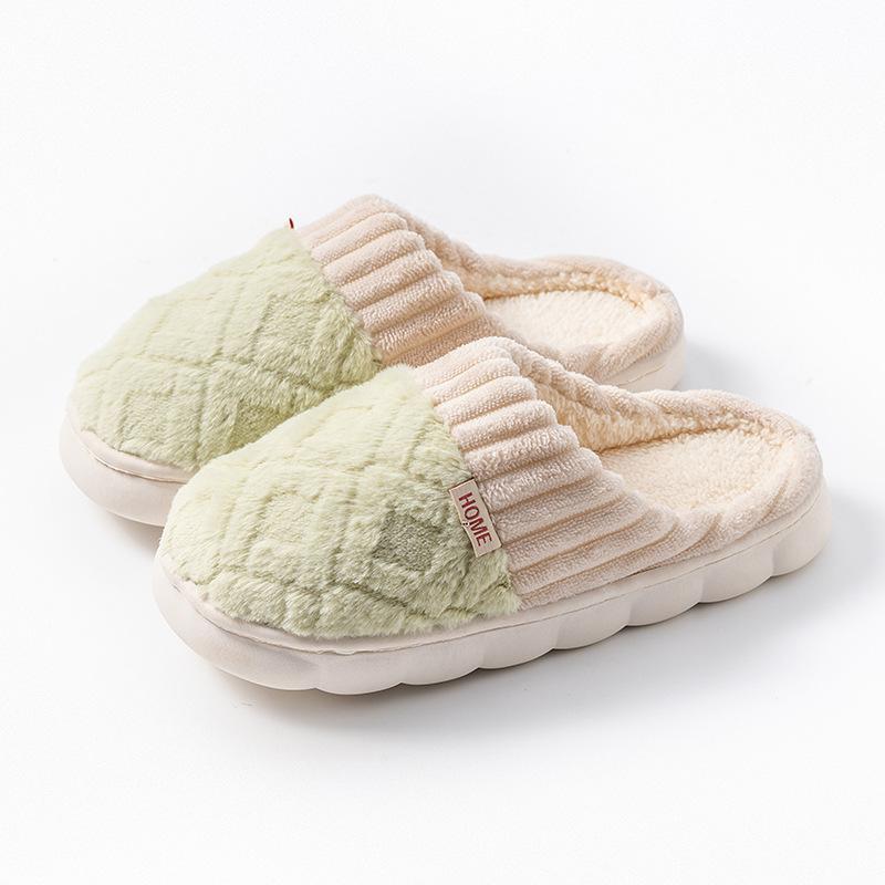 Cotton slippers spring and autumn winter home use indoor non-slip couple home warm winter plush