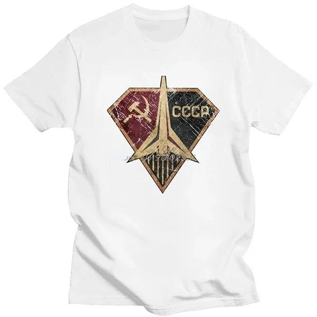 Adult Short Sleeve Men T-shirt Retro USSR Cosmonaut T Shirt Soviet Union Astronaut Tee Russia 1961 CCCP Yuri Gagarin TShirt