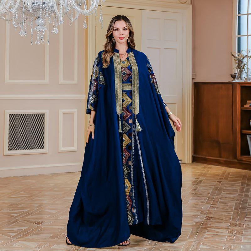 Middle East Dress Embroidery Tassel Cardigan Belt Vest Dress Robe Accessible Luxury Gown Two-piece Set Dress Dress