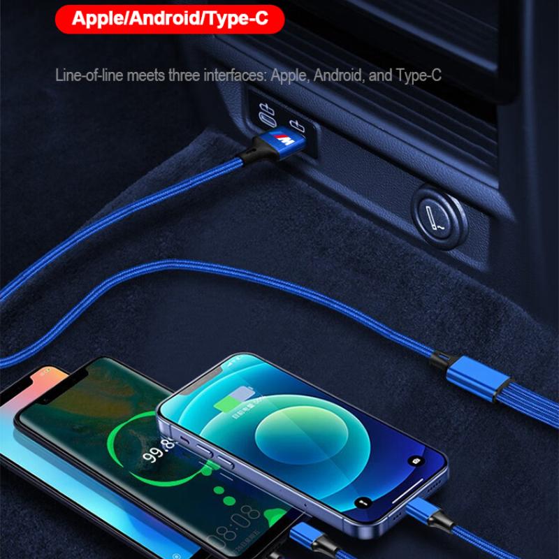 3 In 1 Type C Lightning Micro USB M LOGO EmblemCar Fast Charging Cable for BMW X7 X3 X4 X5 X6 3 4 5 6 7 Series Z4 M M3 M5 M6 E38 E39 E46 E53 E60 E61