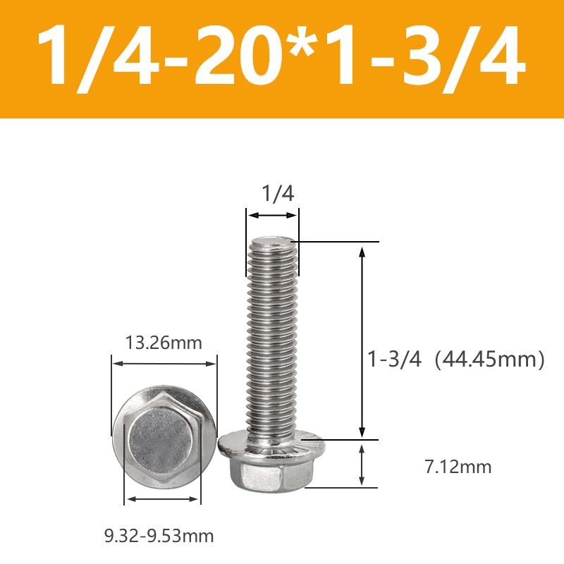 UNC 1/4-20 5/16-18 3/8-16 304 Edelstahl Sechskantkopf mit gerändeltem Flansch Kappe Schraube Sechskant Unterlegscheibenkopf Schraube