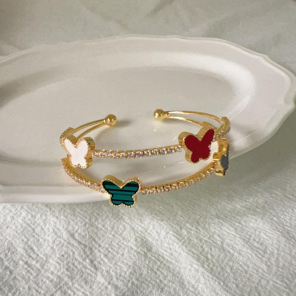 Four Leaf Cloverbracelet Love Bracelet Butterfly Bracelet Bear Bracelet Double Zirconia Bracelet Opening Adjustable Women's Bracelet