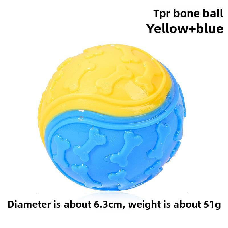 Pet Toy - Two-color Bone Imprint C-shaped Ball Sound-producing Ball - Durable and Chewable Toy for Puppies - Small Dog Toy Ball