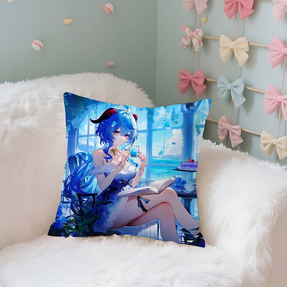 GGanyuGGenshin Case Plush Fabric Soft Pillowcase Double Sided Print Cushion Cover Household Gifts
