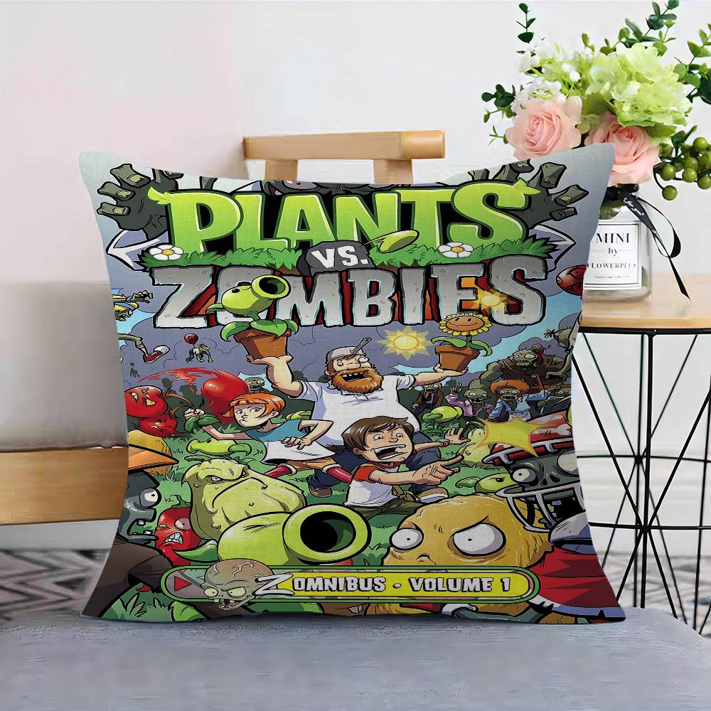 Classic Game P-Plants Vs Z-Zombies Lucky Dragon Pillow Cover Sofa Cushion Cover Home Room Decoration Children Gift
