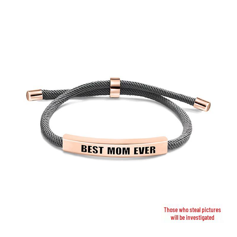 Multi-color Woven Rope Bracelet with Engraved Stainless Steel for Mother's Day or Christmas Gift