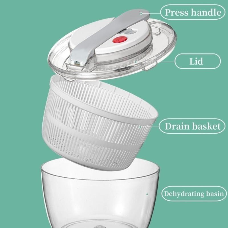 Easy Press Salad Spinner Lettuce Leaf Vegetable Dehydrator Dryer Mixer with Lid Multifunctional Fruit Drainage Tool