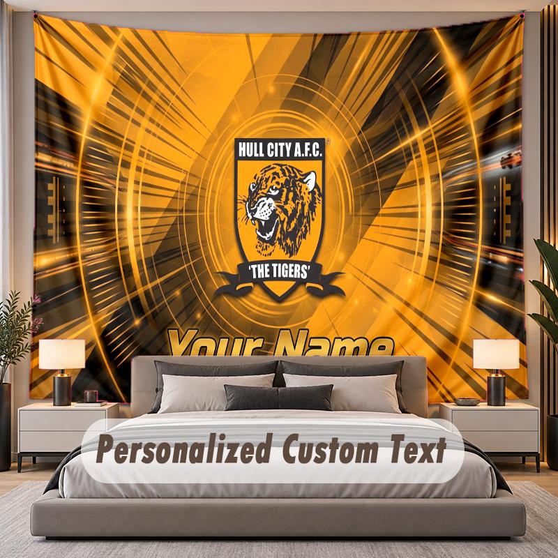 Custom Name Text Tapestry Hull FC Personalized Polyester Wall Tapestry For Bedroom And Room