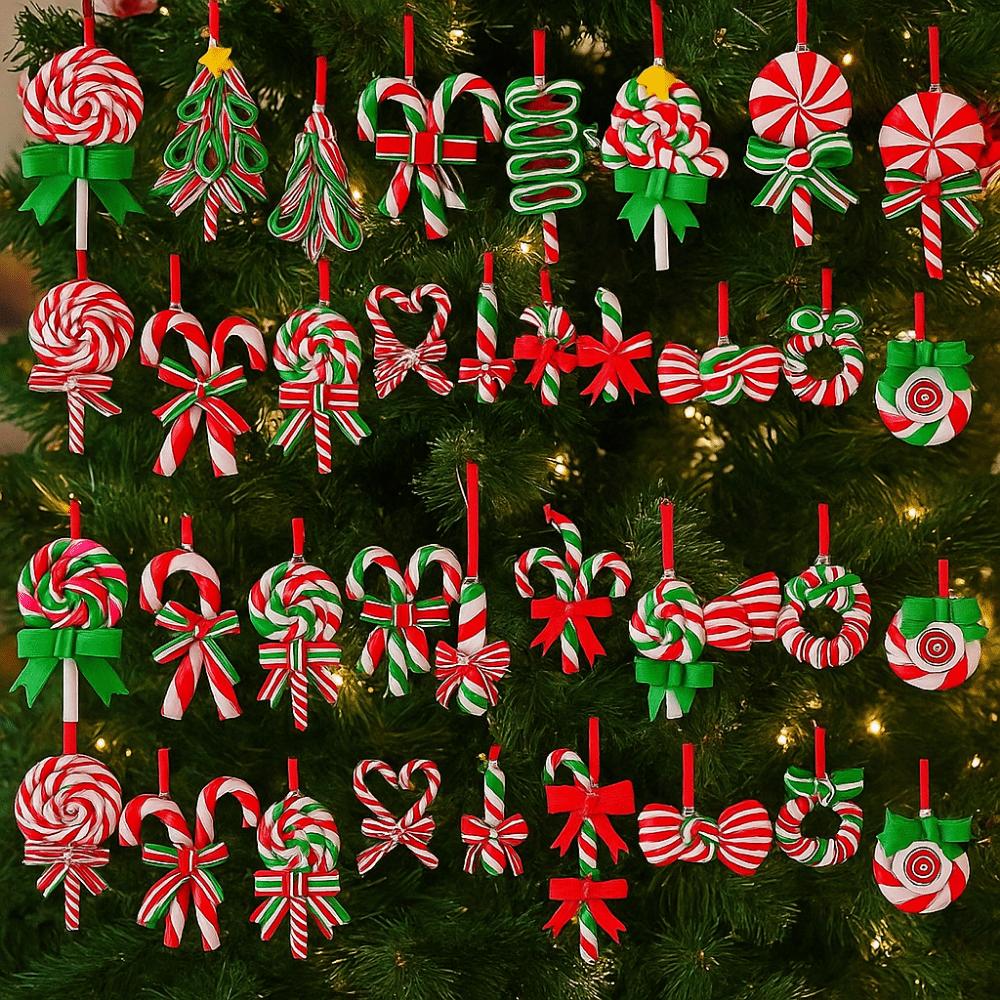 16/32 ks Kreativní vánoční lízátka Ozdoby Barevné Ručně vyráběné Vánoční stromek Ozdoba Dekorativní DIY Řemeslo