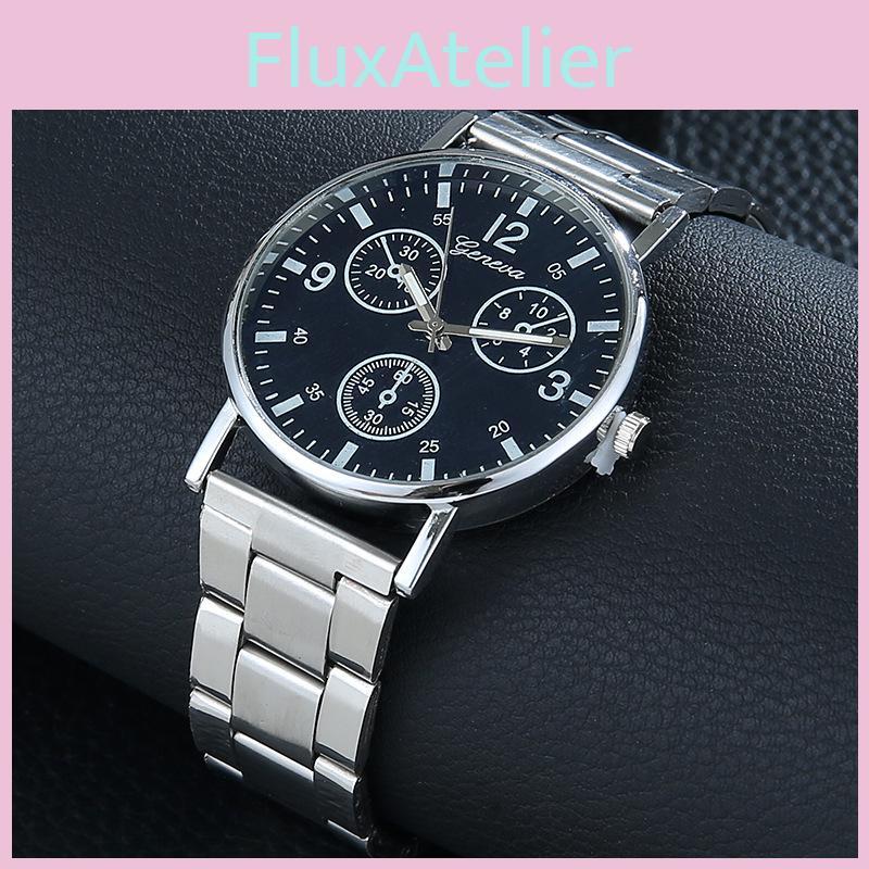 Men's Casual Blue Light Three-eyed Steel Strap Watch Quartz Movement Fashionable Gift Wholesale