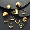 11Pcs/Set Irregular Geometric Hollow Out Rings For Women Exaggerated Smooth Stripe Gold Color Ring Set Party Jewelry Accessories