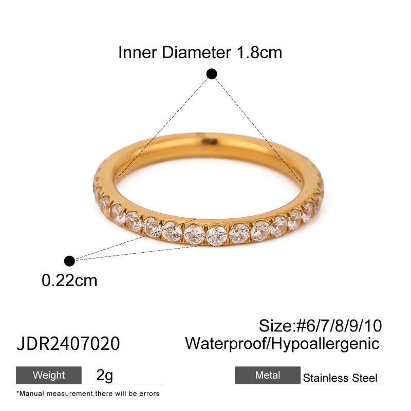 Stainless Steel Zirconium Jewelry Ring, High-end Finger Ring, Titanium Steel Accessory for Hands  JDR2407020-9