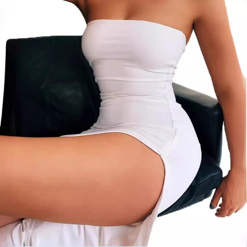 Frühling Damenmode Sexy Spread Brust Schlitz Tasche Gesäß Kleid