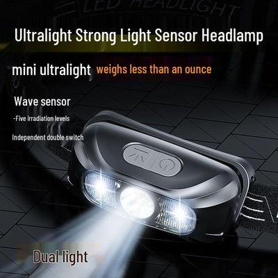 Wiederaufladbare LED-Induktions-Stirnlampe mit großer Reichweite, mit Fernlicht und Superhelligkeit für das Angeln im Freien, mit verlängerter Akkulaufzeit.