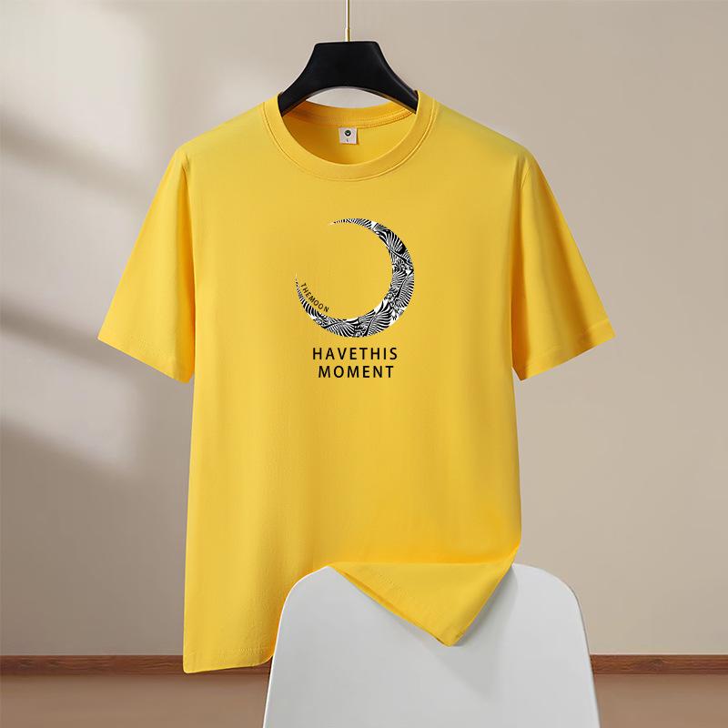 

Мужская хлопковая футболка оверсайз с коротким рукавом, с принтом луны, с круглым вырезом, повседневная XXXL жёлтый