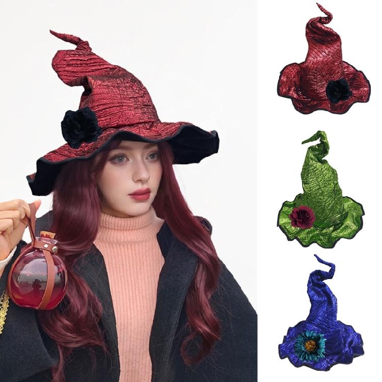 Cappello da Strega da Donna con Fiore da Polso per un Cosplay Comodo ed Elegante per la Celebrazione di Halloween e lo Spettacolo Teatrale